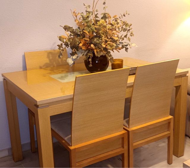 Mesa comedor madera nogal 4 sillas extensible 2, 4