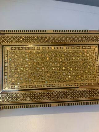 Portagioie Egiziano in Legno Intarsiato Vintage