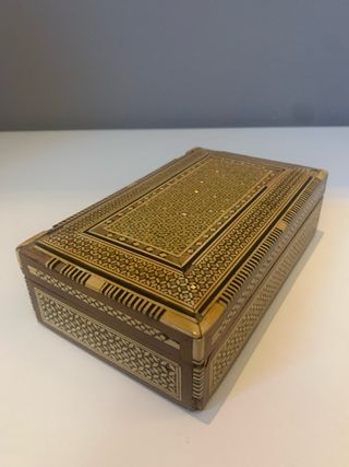 Portagioie Egiziano in Legno Intarsiato Vintage