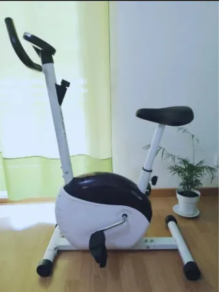 Bicicleta Estática Blanca y Negra