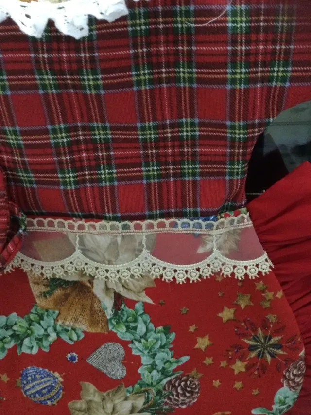 Copriforno vestitino a quadri e fantasia natalizia