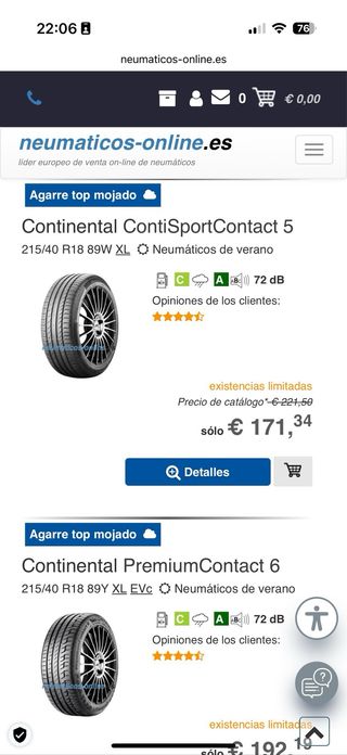 Continental Contisport5 215/40R18W89 4 Neumáticos