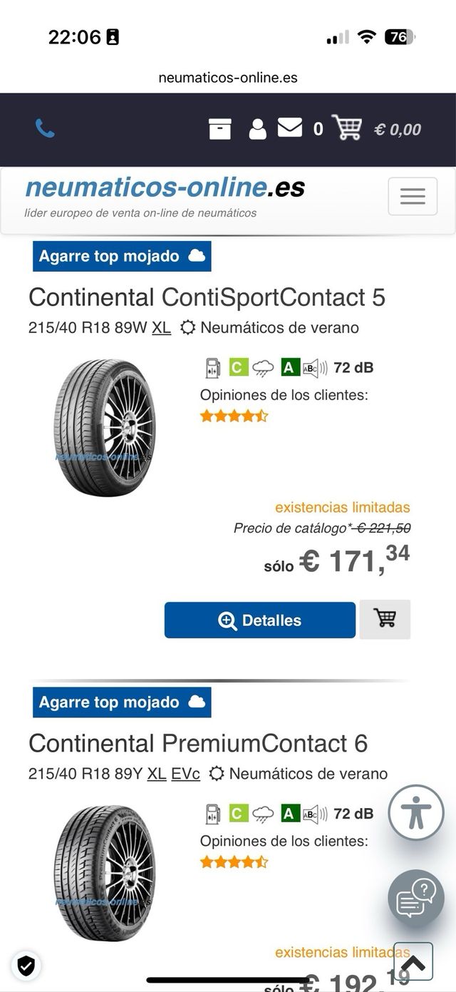 Continental Contisport5 215/40R18W89 4 Neumáticos