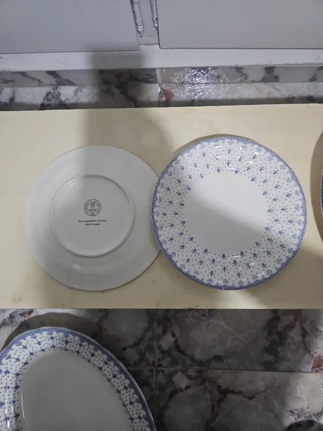 Juego de loza floral azul y blanco 10 piezas