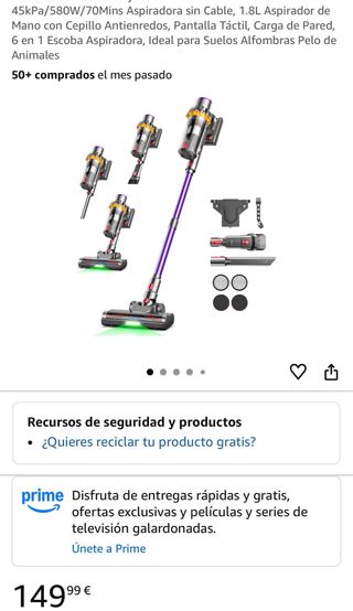 NUEVA Aspiradora sin Cable 45kPa/580W 70Min