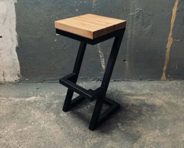 Taburete industrial madera y metal