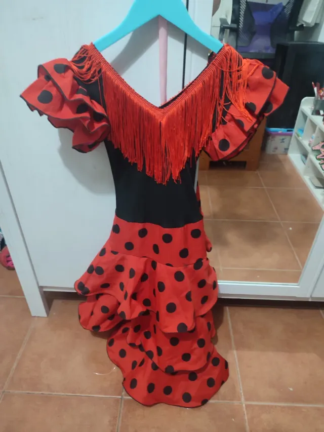 Vestido Flamenco Niña Rojo y Negro