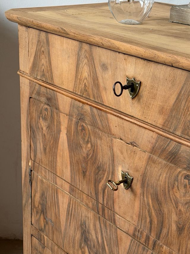 Comodino Impero Biedermeier Noce