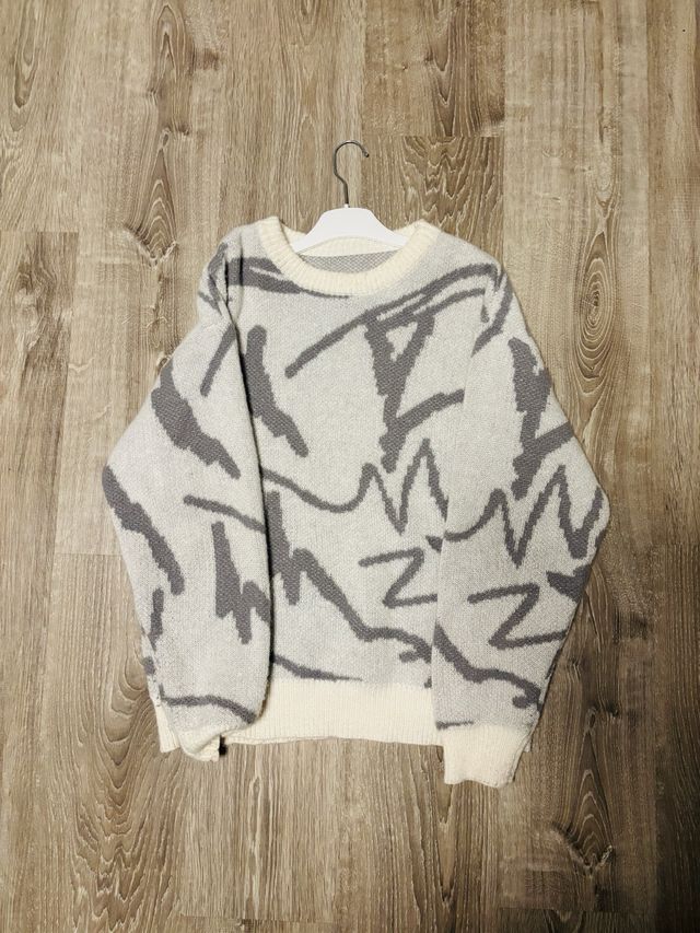 Jersey Oversize Beige y Gris Talla M