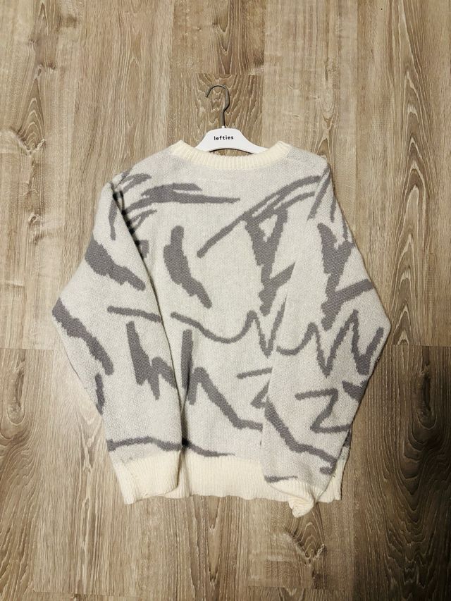 Jersey Oversize Beige y Gris Talla M