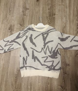 Jersey Oversize Beige y Gris Talla M