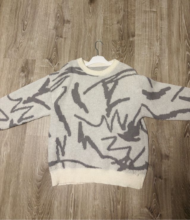Jersey Oversize Beige y Gris Talla M