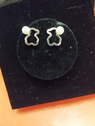 Pendientes Oso Perla Plata