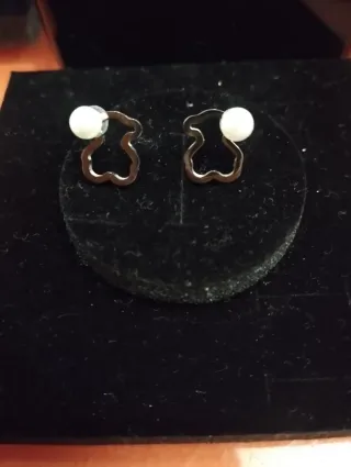 Pendientes Oso Perla Plata
