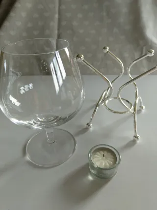 Set bicchiere cognac con base e tea light