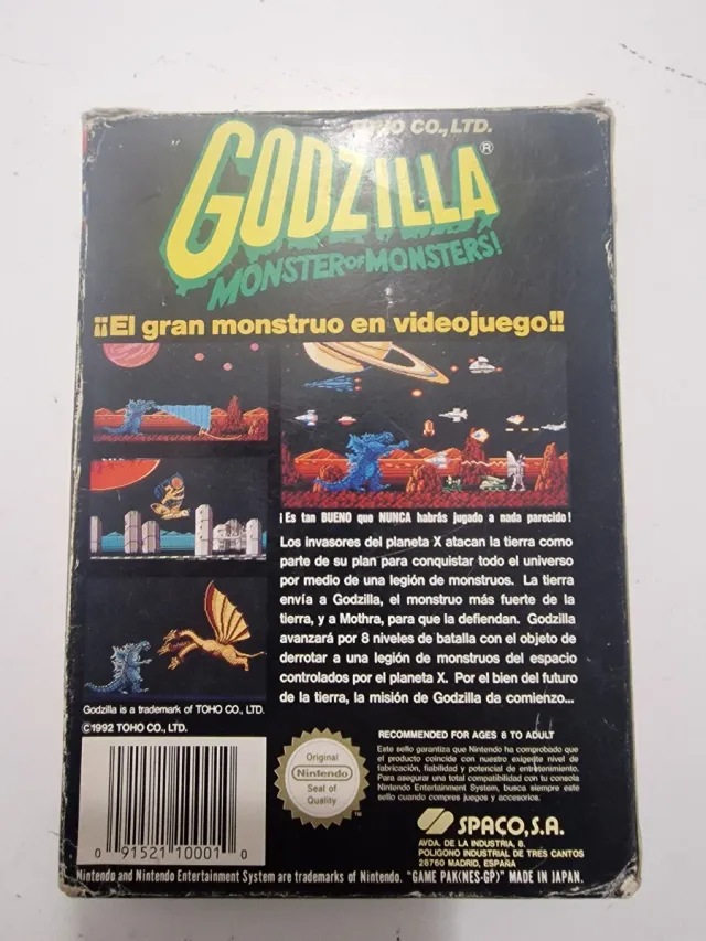 Godzilla Monster of Monsters NES con caja
