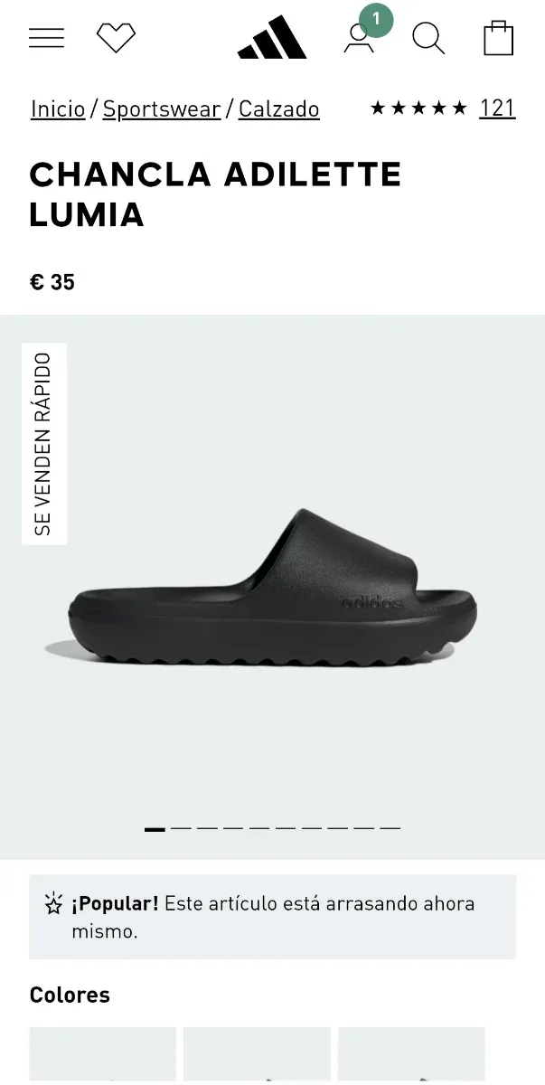 Chanclas Adidas Adilette Talla 42 Negras