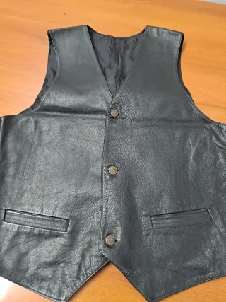 Chaleco vintage cuero negro