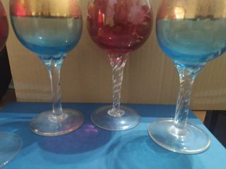 Set 4 Bicchieri Murano Colorati Oro