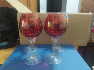 Set 4 Bicchieri Murano Colorati Oro