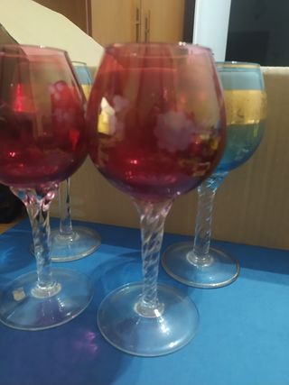 Set 4 Bicchieri Murano Colorati Oro