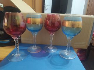 Set 4 Bicchieri Murano Colorati Oro