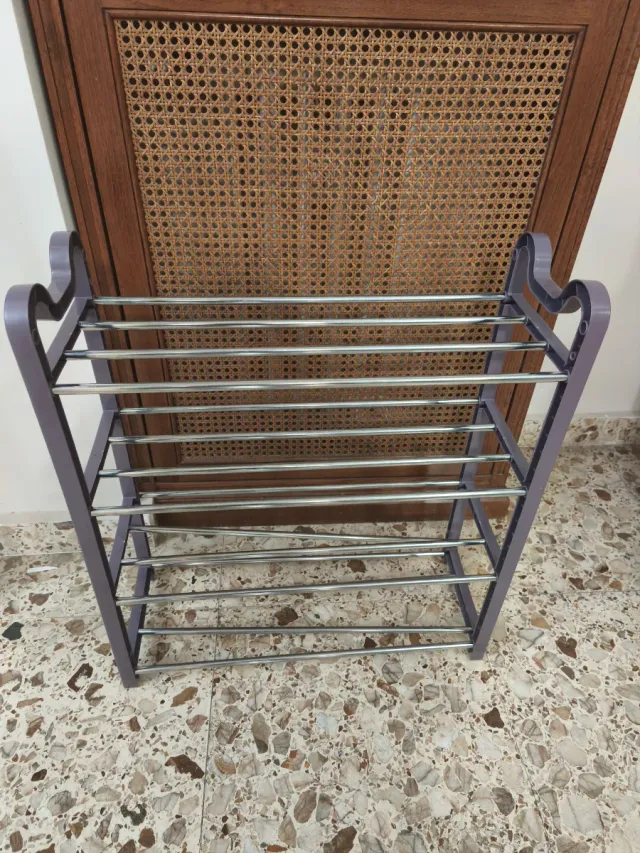 Zapatero 4 niveles morado y plateado