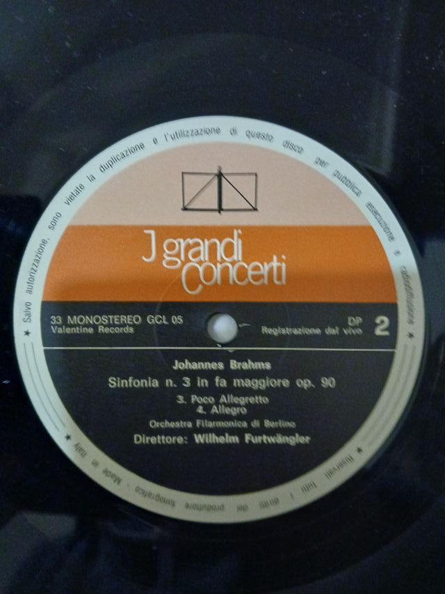 LP Brahms Sinfonía n.3 Furtwängler