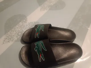 Chanclas Lacoste Cocodrilo Negro y Verde