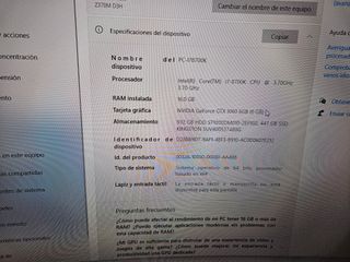 Ordenador sobremesa procesador i7 8700k 3.70 Ghz