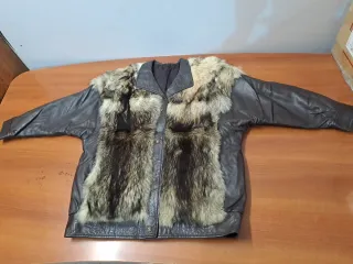 Cazadora vintage mujer cuero y pelo