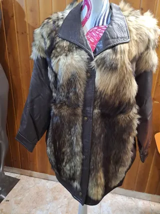 Cazadora vintage mujer cuero y pelo