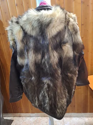 Cazadora vintage mujer cuero y pelo