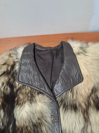 Cazadora vintage mujer cuero y pelo