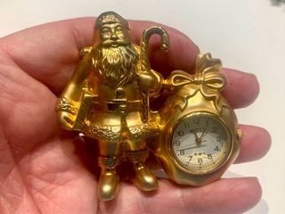 Reloj Papá Noel Dorado 7x7cm