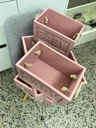 4 cajas madera juguetes