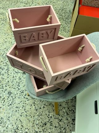 4 cajas madera juguetes