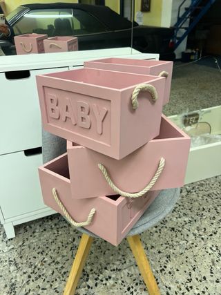 4 cajas madera juguetes