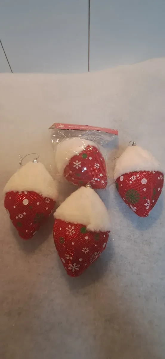 Adorno Navideño Bola Roja Copos Nieve