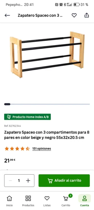 Zapatero Spaceo Extensible Madera y Metal