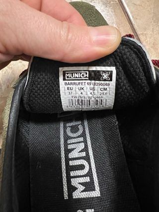 Tenis Munich Talla 37 Verde y Burdeos