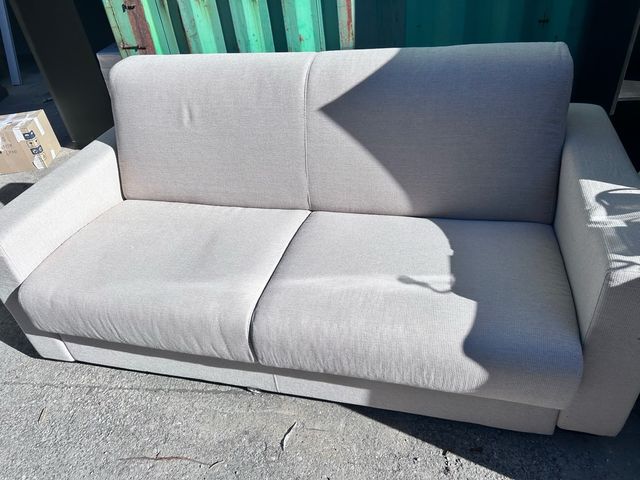 Divano letto 2 posti tessuto beige/grigio