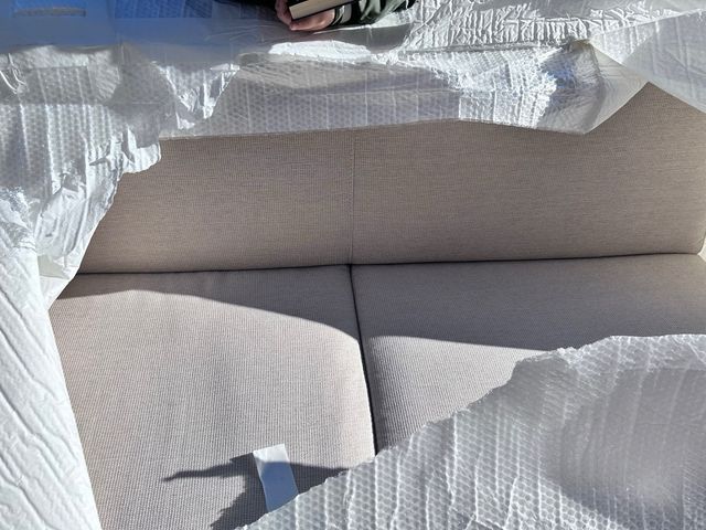 Divano letto 2 posti tessuto beige/grigio