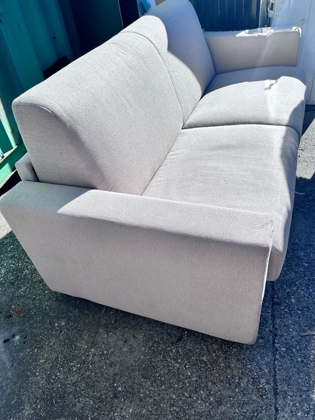Divano letto 2 posti tessuto beige/grigio