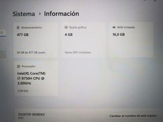 Portátil Lenovo Legion Y540 i7 GTX 1650