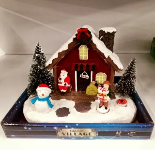 Scena Natalizia Villaggio Magico con Luci e Musica