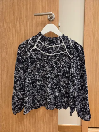 Blusa Mango Estampada Manga Larga