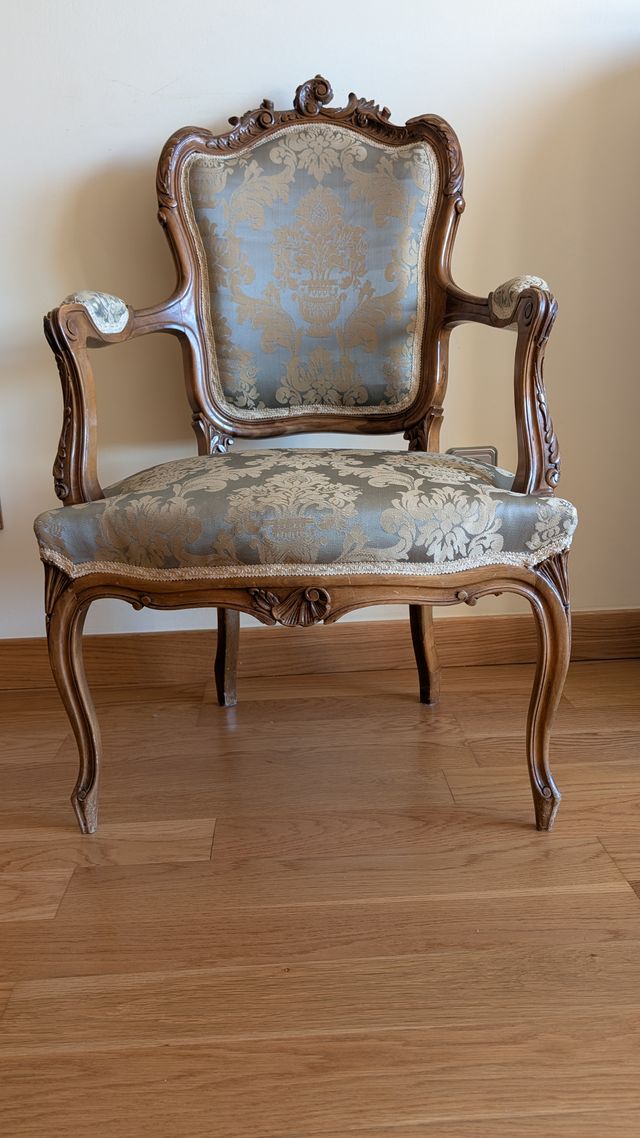 2 Sillas Barrocas Roble Tapizadas