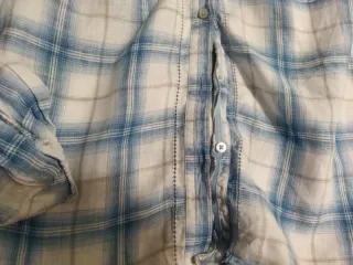 Camisa cuadros Massimo Dutti azul y blanco de lino