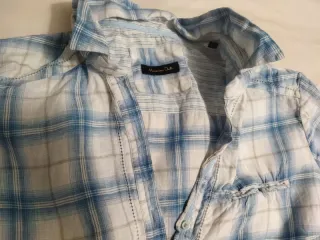 Camisa cuadros Massimo Dutti azul y blanco de lino